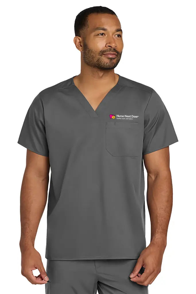 Wink® Unisex WorkFlex Chest Pocket V-Neck Top - Gray