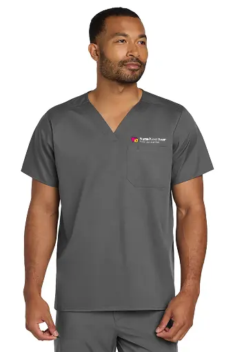 [APP-NND-WIN-WW3160] Wink® Unisex WorkFlex Chest Pocket V-Neck Top - Gray